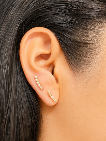 BOW EARRINGS WITH ZIRCON / 0.77gr / 1 CM / GOLD 18K