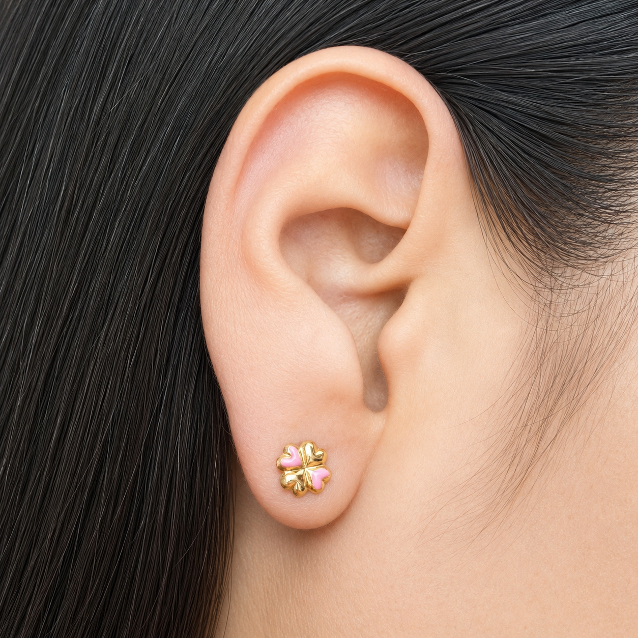 FLOWER HEART EARRINGS / 6 MM / 18K ITALIAN GOLD