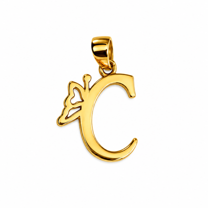 Initial C Butterfly Pendant/ 0.64gr / 1.8cm / 18K Italian Gold
