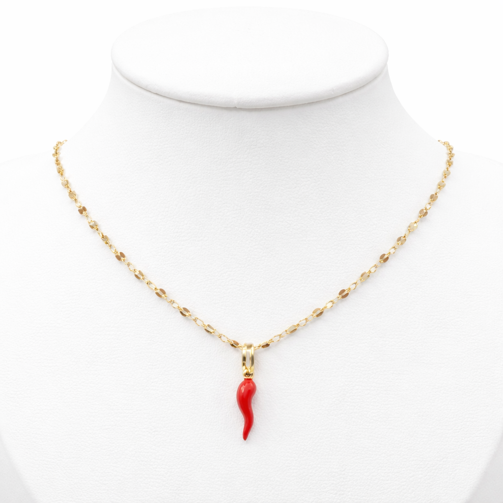 MIRROR LINK CHAIN WITH HORN PENDANT