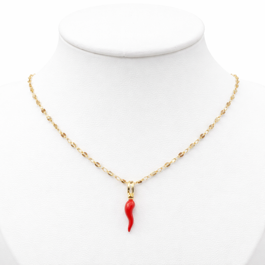 MIRROR LINK CHAIN WITH HORN PENDANT