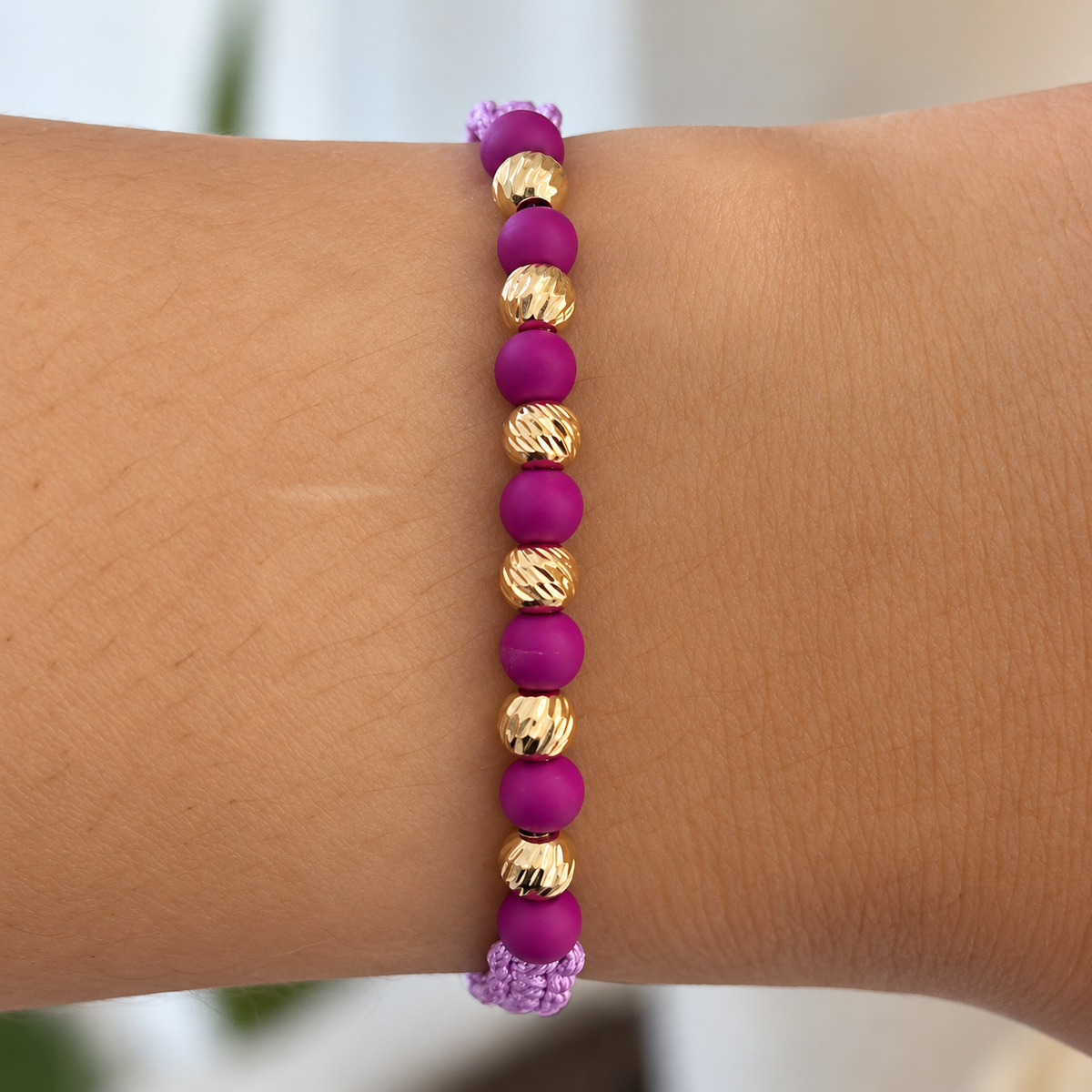 Purple & Gold Beaded Bracelet