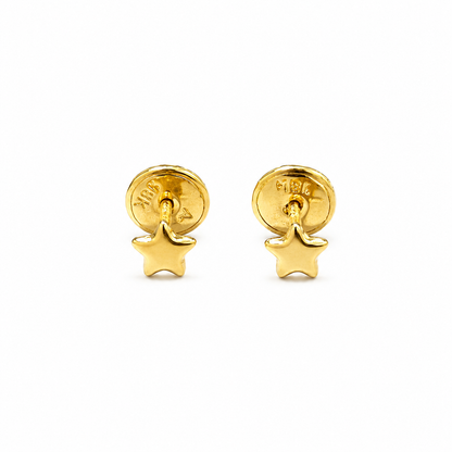 Mini Pendientes de Estrella / 0,5g / 3mm / Oro de 18K