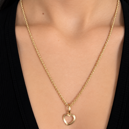 Rope Chain with with Heart Pendant / 2.17 gr / 50 cm / 1.8 mm / 18K Italian Gold