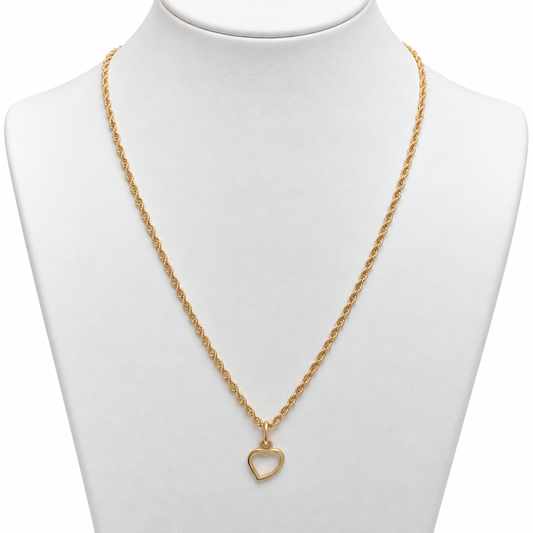 Rope Chain with with Heart Pendant / 2.17 gr / 50 cm / 1.8 mm / 18K Italian Gold