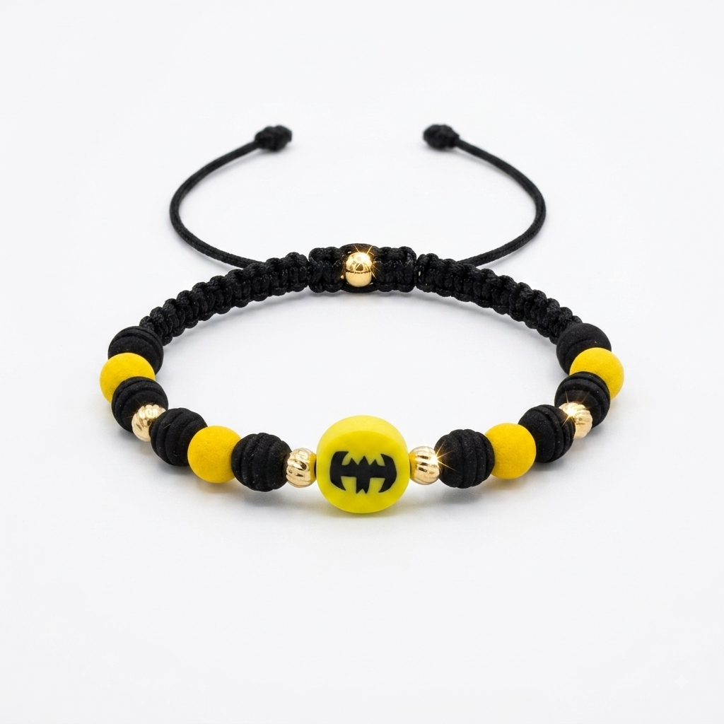 Pulsera de superhéroe Batman con cuentas doradas para niños/4mm