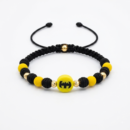 Pulsera de superhéroe Batman con cuentas doradas para niños/4mm