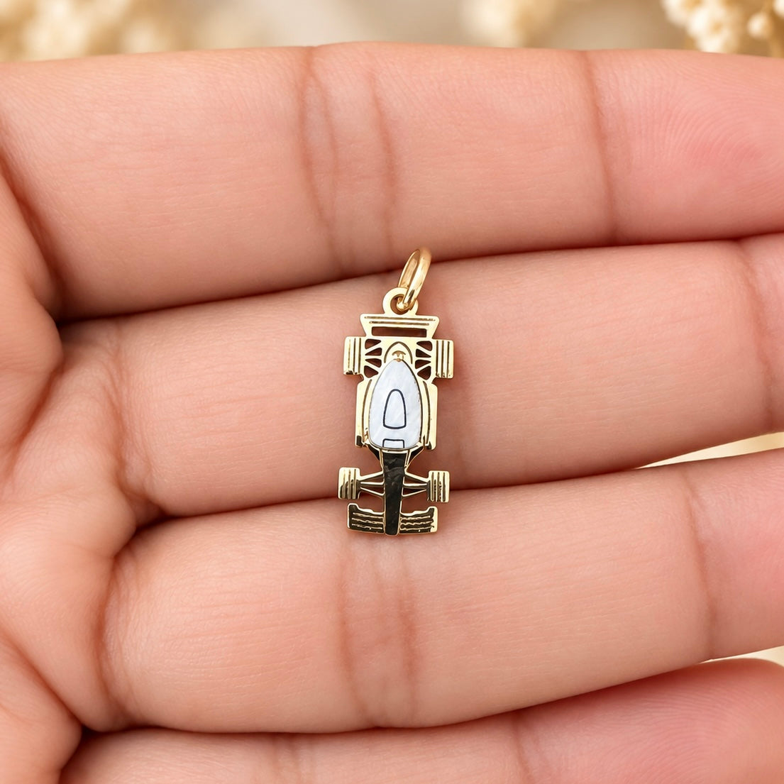 Formula 1 Racing Car Pendant / 0.76 gr / 2 cm / 18K Italian Gold
