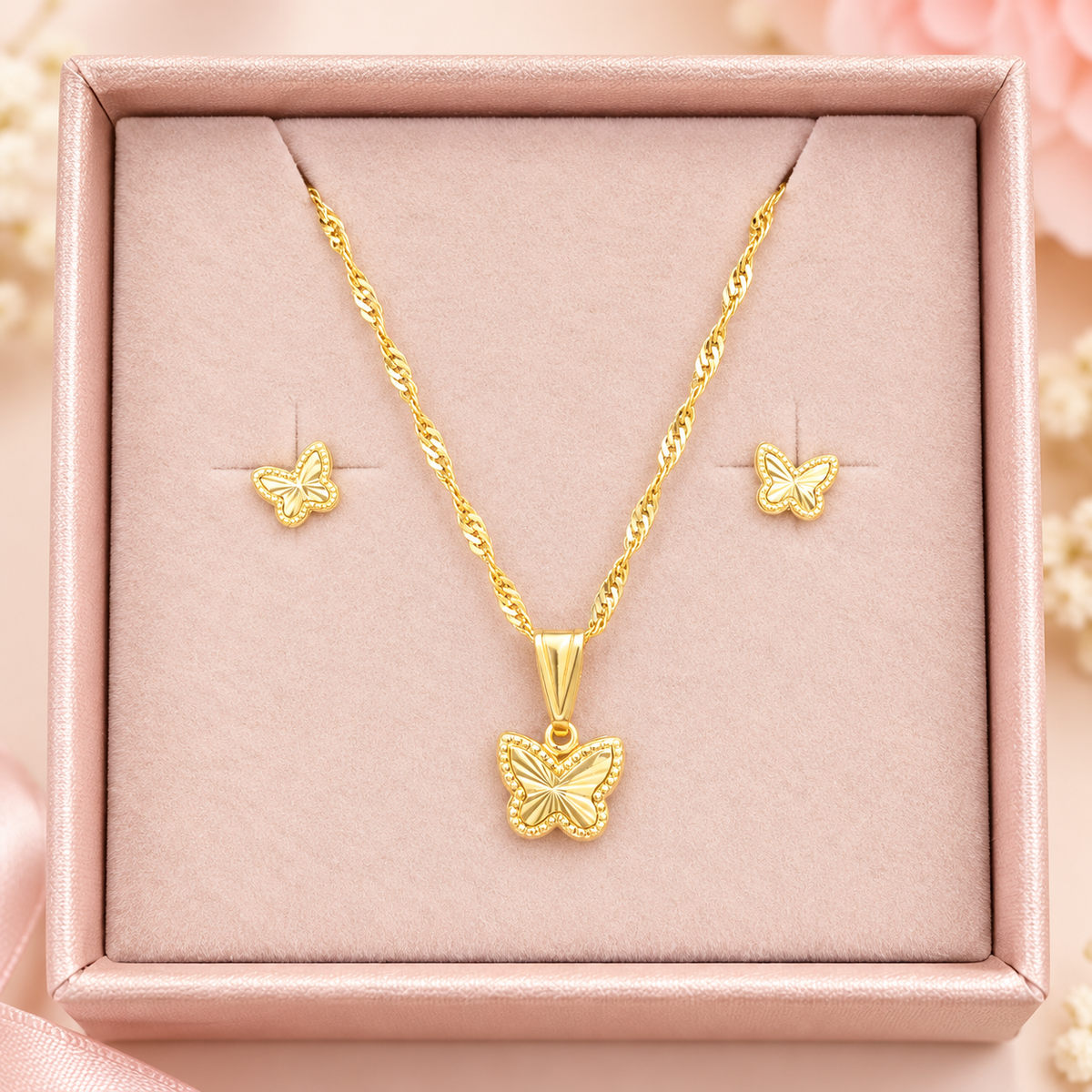 Chain, Pendant & Earrings Set/ 2.1g/ 50cm/ Earrings /0.5 /18K Gold