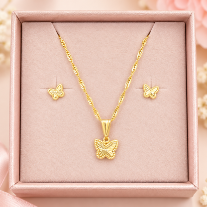 Chain, Pendant & Earrings Set/ 2.1g/ 50cm/ Earrings /0.5 /18K Gold