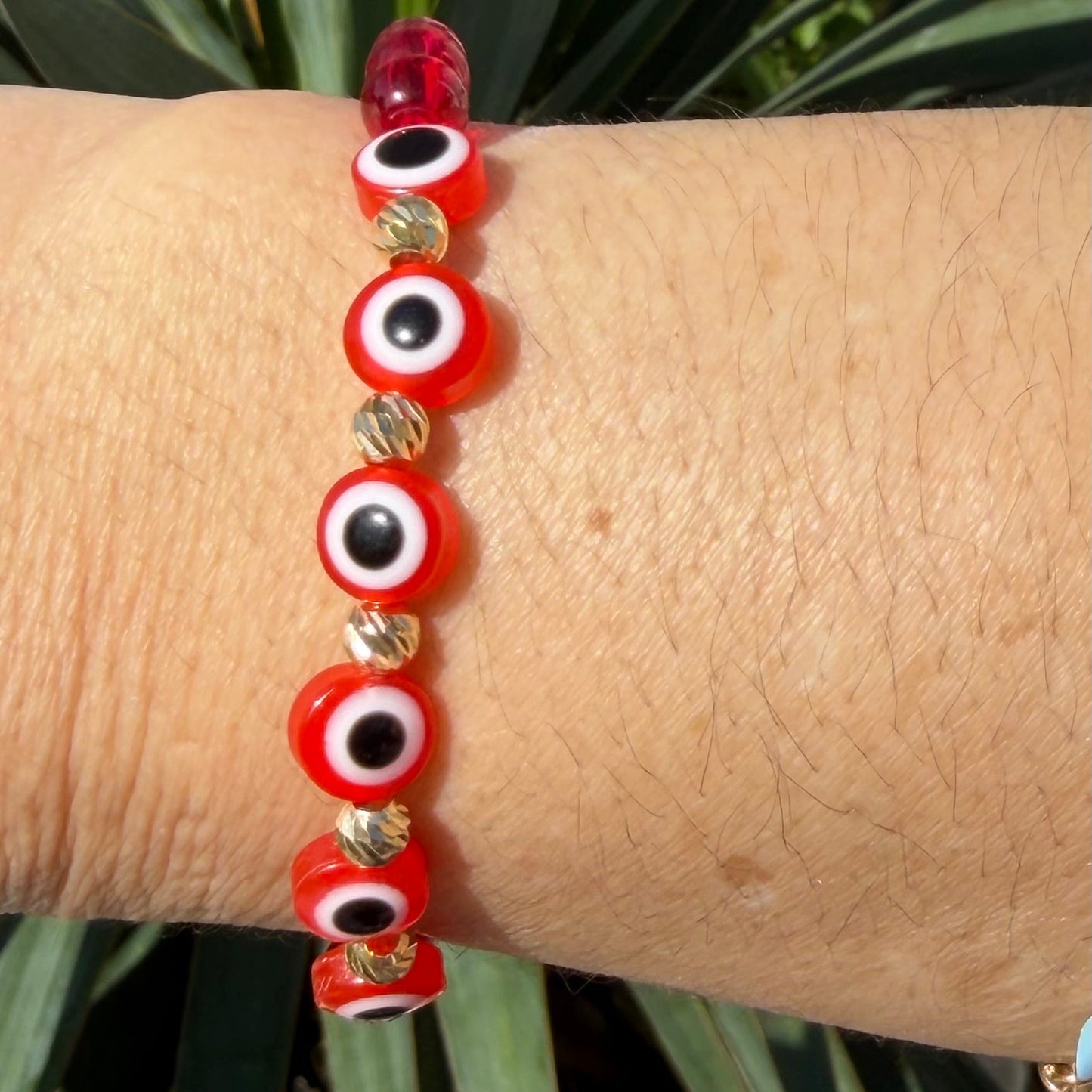 PULSERA ELÁSTICA ROJA CON OJO TURCO