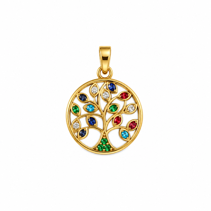 Multicolor Tree of Life Pendant/1.93gr / 2cm / 18K Italian Gold