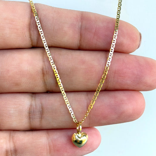 Flat Gucci Chain with Heart Pendant / 2.1 gr / 45 cm / 1.8 mm / 18K Italian Gold