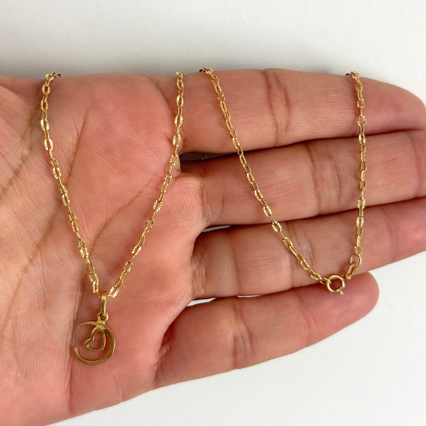 CADENA FORZATINA CON COLGANTE DE CORAZÓN Y LUNA