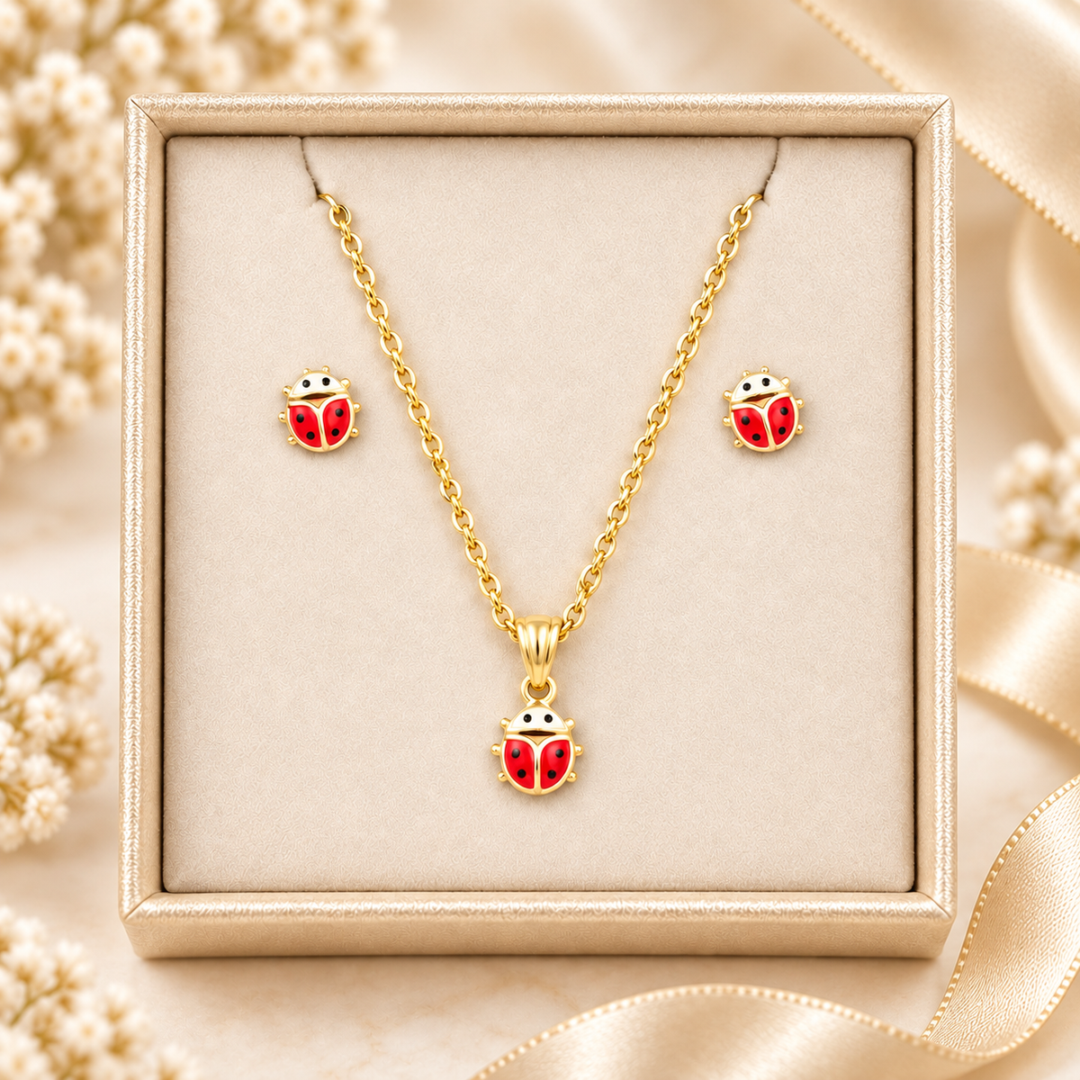 Chain, Pendant & Earrings Set / 1.6 gr / 45 cm / Earrings / 0.6 / 18K Gold