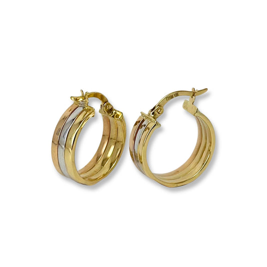 TRI-COLOR GOLD EARRINGS