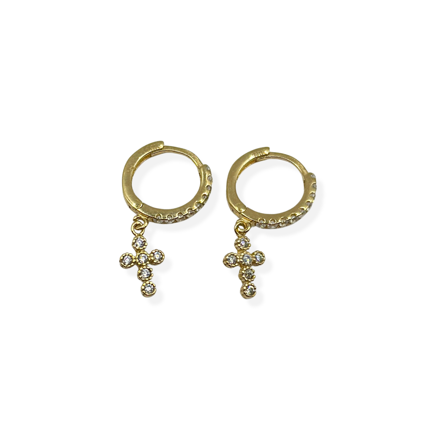 HOOP EARRINS WHIT STONE AND CROSS