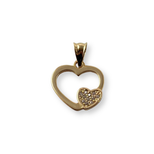 GOLD HEART PENDANT WITH STONE