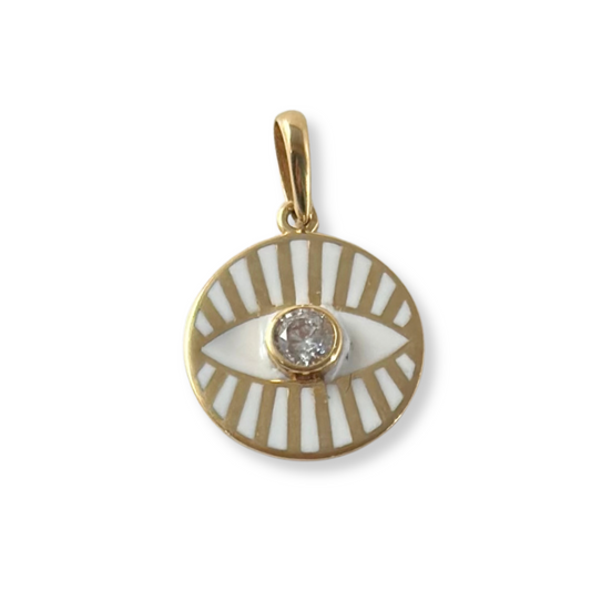 WHITE EVIL EYE PENDANT