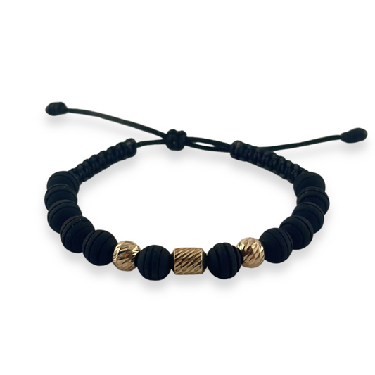 PULSERA , NEOPRENO, BALIN DE ORO
