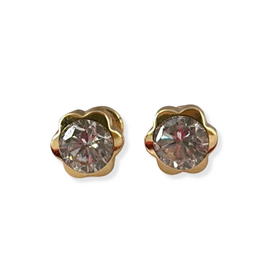 BIG FLOWER ZIRCON EARRINGS