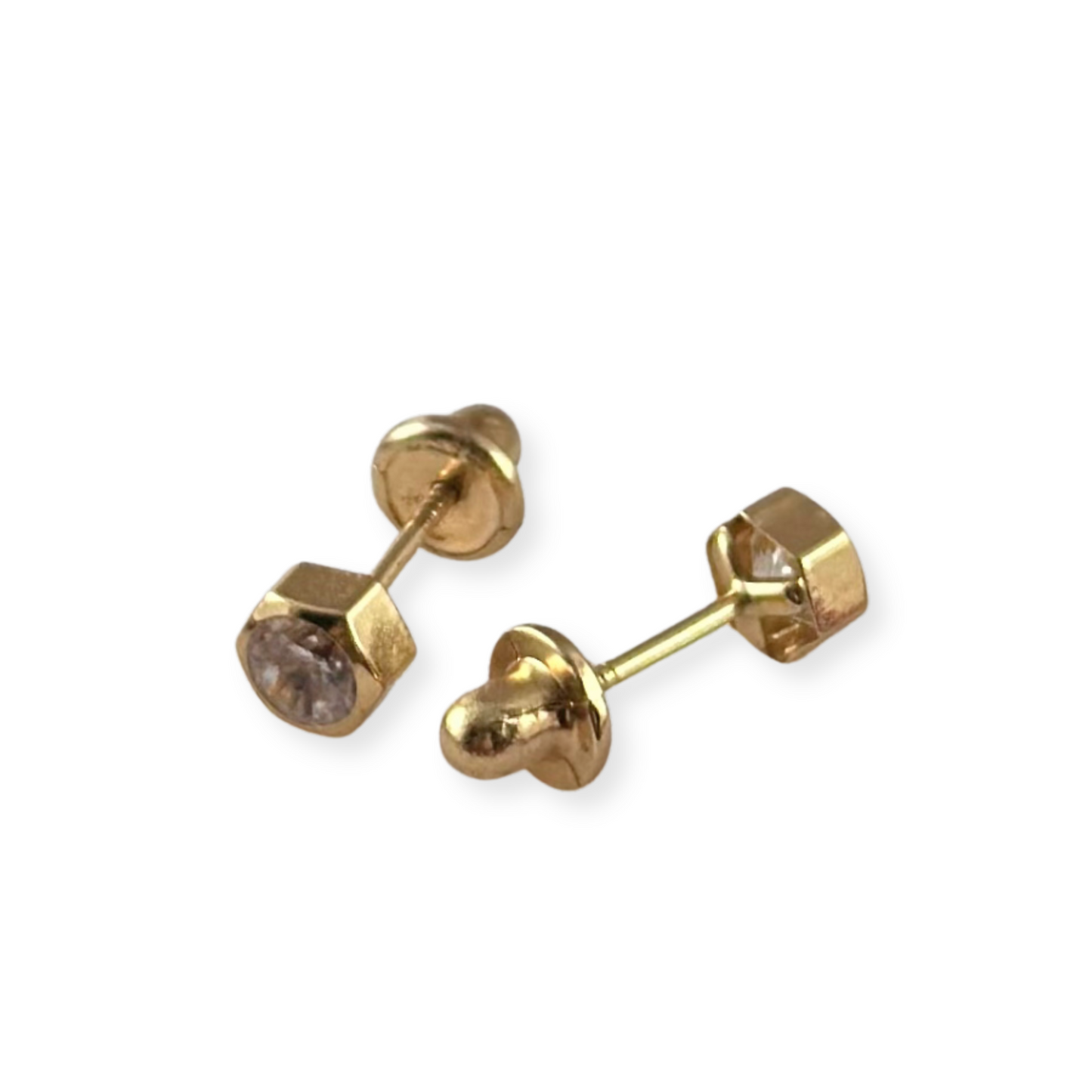 SMALL HEXAGON STONE EARRINGS