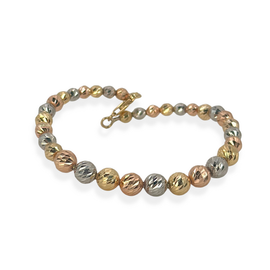 TRI-COLOR DIAMOND-CUT RIGID BRACELET