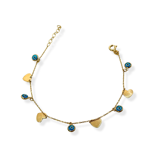 TURKISH EYE AND HEART BRACELET