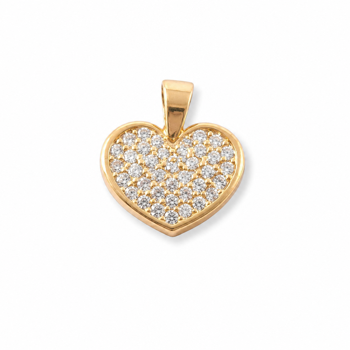 HEART PENDANT WITH CUBIC ZIRCONIA/ 1.52 gr / 1.5 cm / 18K ITALIAN GOLD