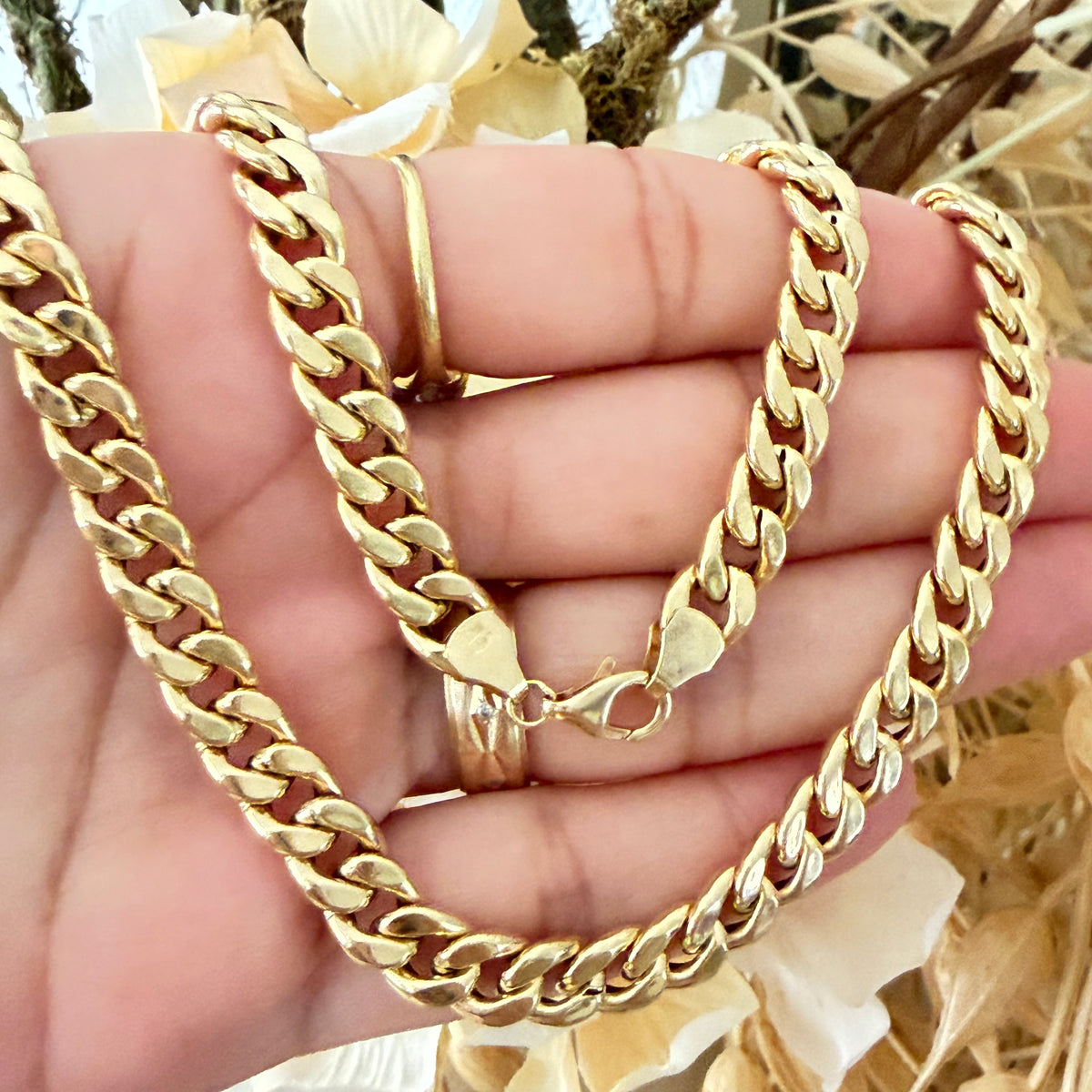Hollow Cuban Chain/ 14.82g/ 60cm/ 7mm/ 18K Italian Gold