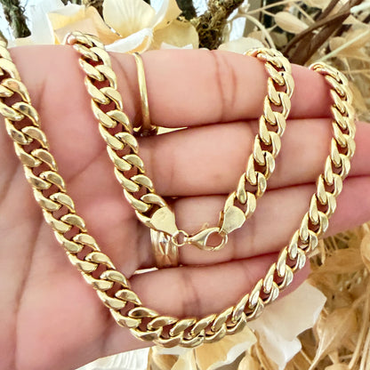 Hollow Cuban Chain/ 14.82g/ 60cm/ 7mm/ 18K Italian Gold