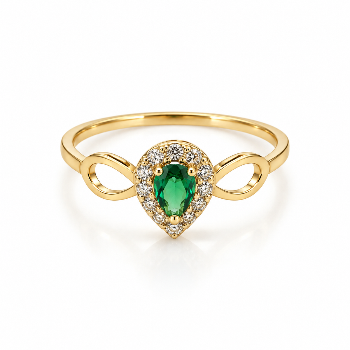 Teardrop Green Stone Solitaire Ring / 1.22g / Size 6 1/4  / 18K Italian Gold