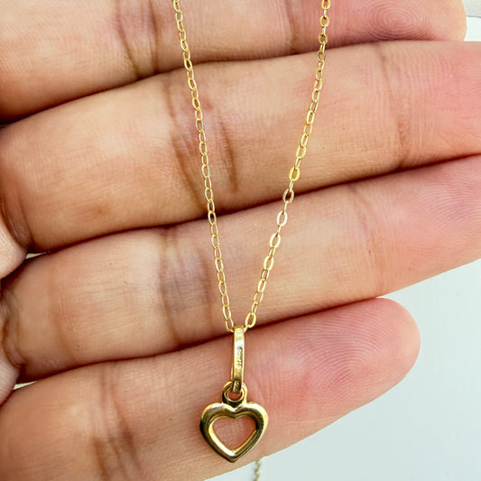 Rolo Chain with Heart Pendant / 1.55 gr / 45 cm / 1.6 mm / 18K Italian Gold