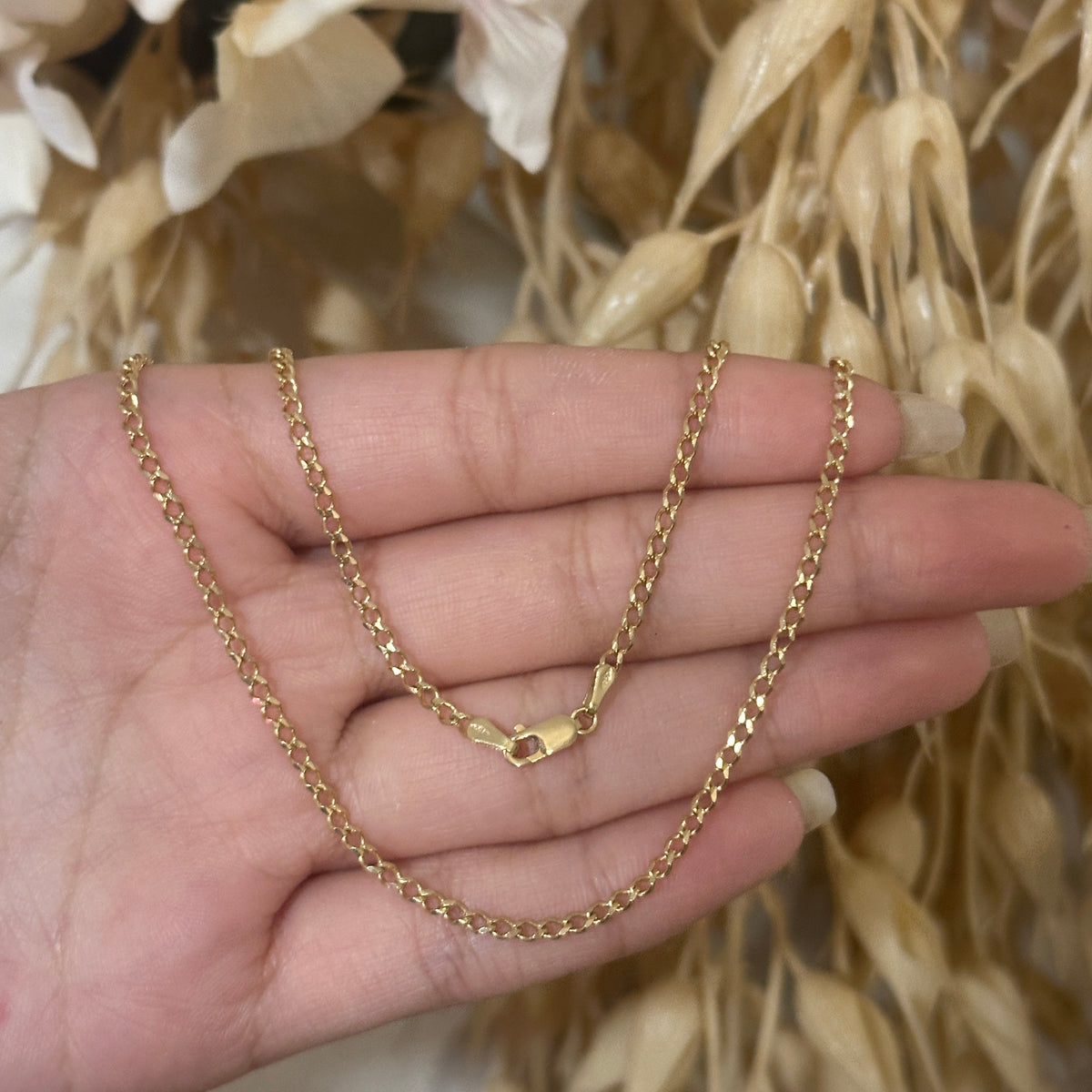 Solid Cuban Link Chain / 6.38 gr / 45 cm / 2 mm / 18K Italian Gold