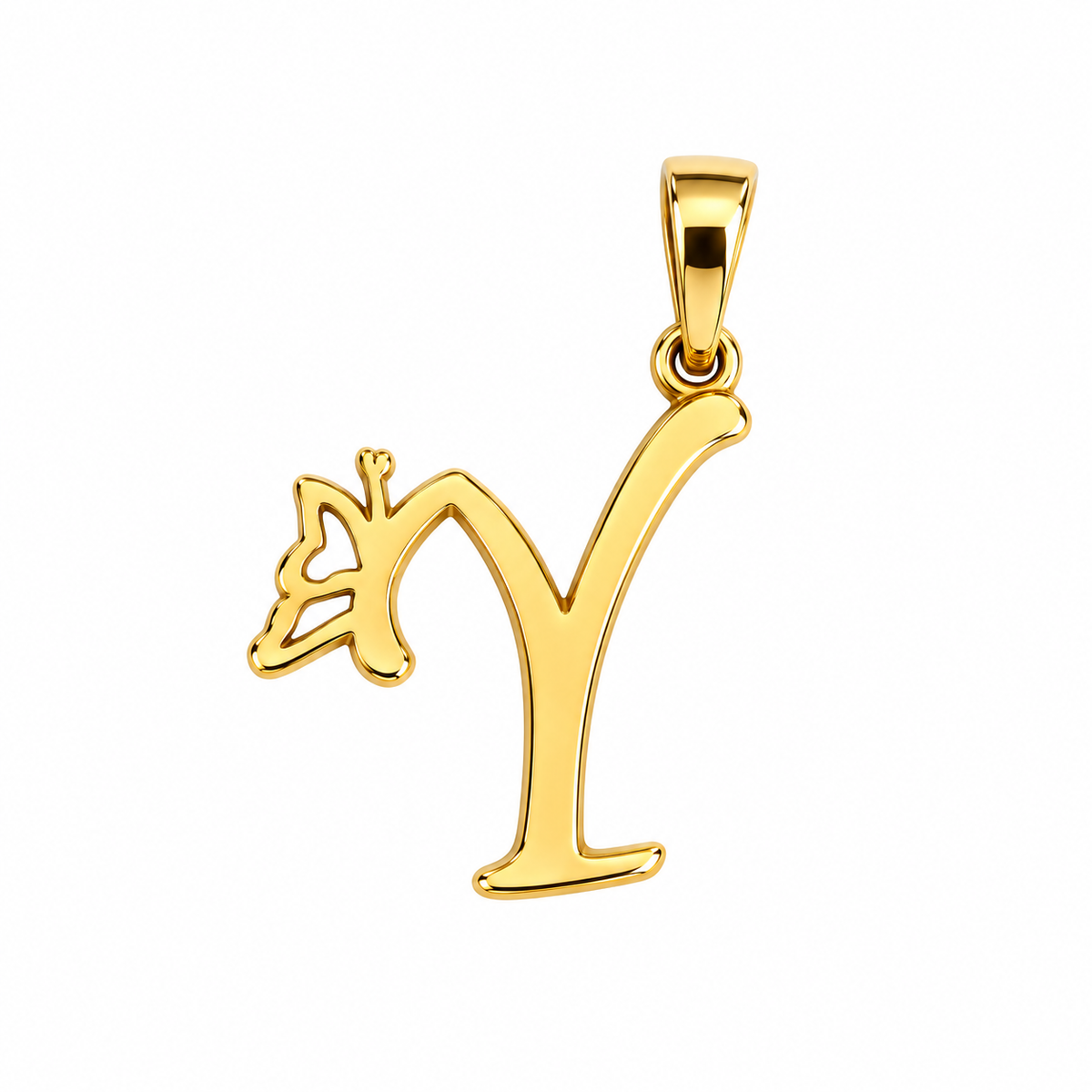 Initial Y Butterfly Pendant/ 0.74gr / 2cm / 18K Italian Gold