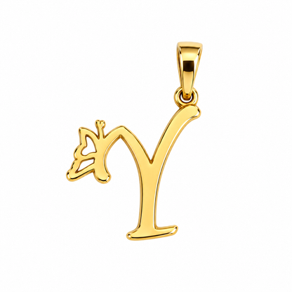 Initial Y Butterfly Pendant/ 0.74gr / 2cm / 18K Italian Gold