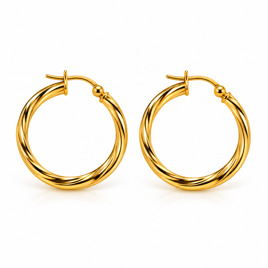 Marilyn Twisted Hoop Earrings/ 1.4 gr / 3.5 cm / 18K Italian Gold