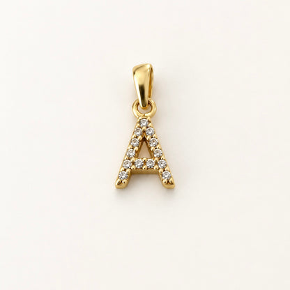 Letter A Pendant Zirconia / 0.66 gr / 1.4 cm / 18K Italian Gold