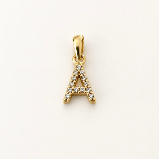 Letter A Pendant Zirconia / 0.66 gr / 1.4 cm / 18K Italian Gold