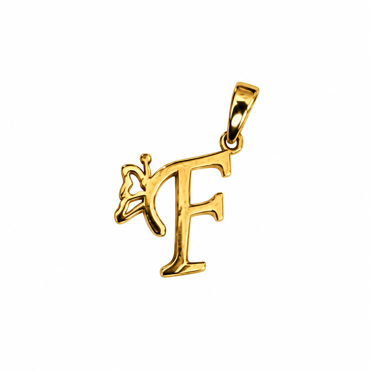 Initial F Butterfly Pendant/ 0.77gr / 1.8cm / 18K Italian Gold