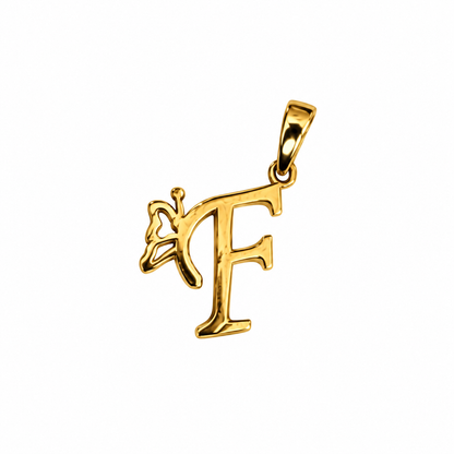 Initial F Butterfly Pendant/ 0.77gr / 1.8cm / 18K Italian Gold