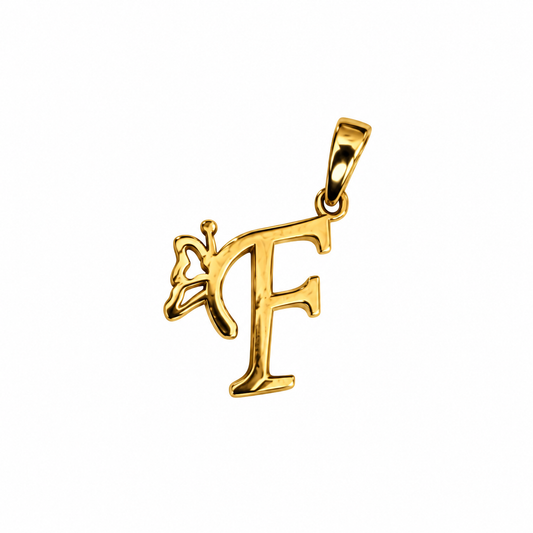 Initial F Butterfly Pendant / 0.77 gr / 1.8 cm / 18K Italian Gold