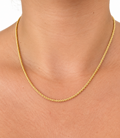 Mini Cadena de Cuerda / 1.7 gr / 45 cm / 2 mm / Oro italiano de 18K