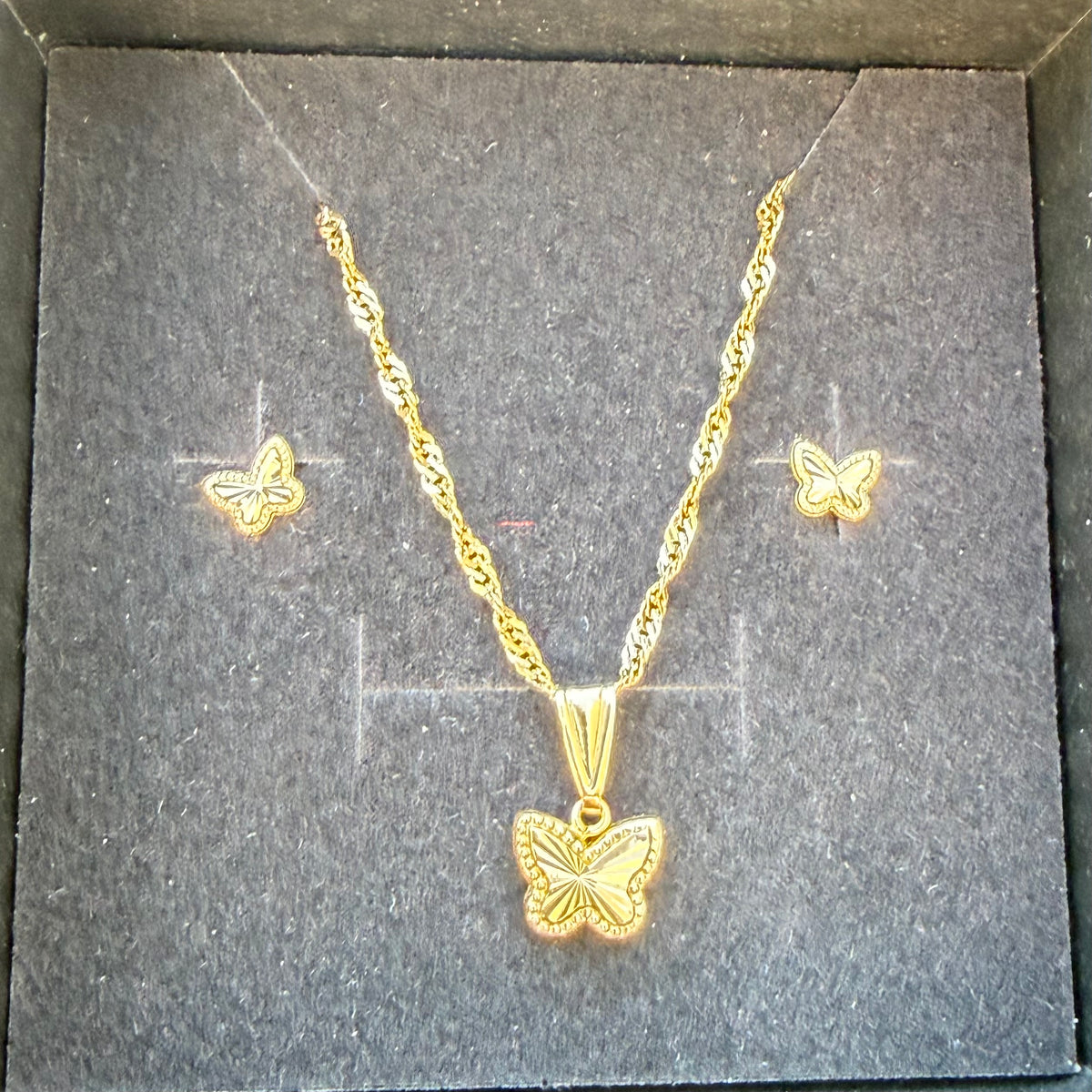 Chain, Pendant & Earrings Set/ 2.1g/ 50cm/ Earrings /0.5 /18K Gold