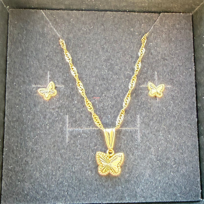 Chain, Pendant & Earrings Set/ 2.1g/ 50cm/ Earrings /0.5 /18K Gold