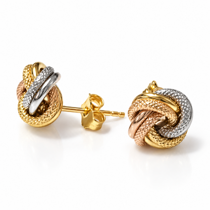 Three-Tone Gold Knot Stud Earrings
/ 1.37gr / 10mm / 18K Italian Gold