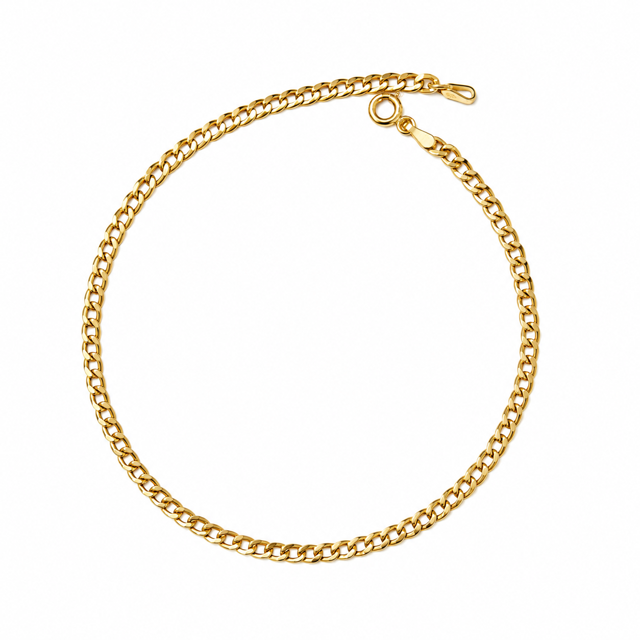 Cubana Anklet/ 2.1gr / 25 cm / 3mm / 18K Italian Gold
