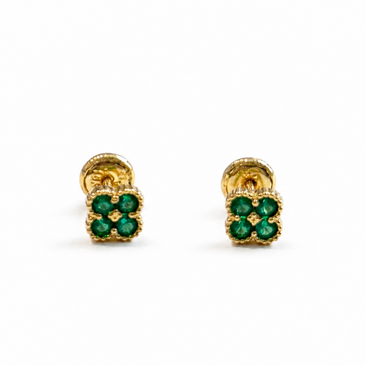 SMALL GREEN CLOVER  EARRINGS