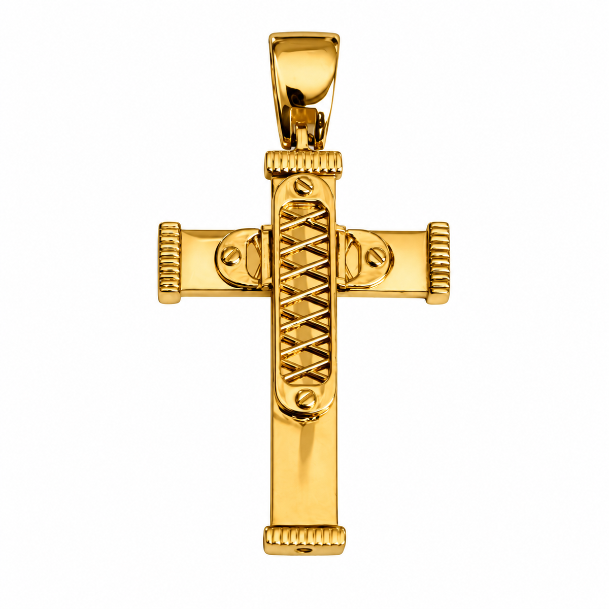 Colgante Reticulado Cruz / 3.83 gr / 4.2 cm / Oro italiano de 18K