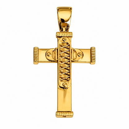Colgante Reticulado Cruz / 3.83 gr / 4.2 cm / Oro italiano de 18K